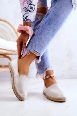 Damskie Big Star Shoes Damskie Klasyczne Espadryle Big Star JJ274951 Biało-Szare