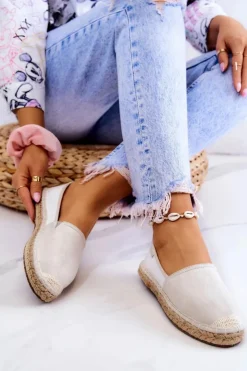 Damskie Big Star Shoes Damskie Klasyczne Espadryle Big Star JJ274951 Biało-Szare