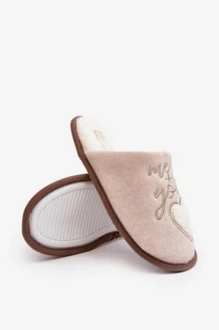 Damskie Boto Damskie Klasyczne Kapcie Wsuwane Ocieplane Beżowe Mabira