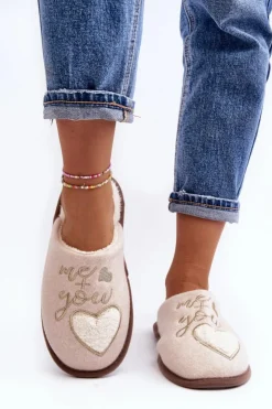 Damskie Boto Damskie Klasyczne Kapcie Wsuwane Ocieplane Beżowe Mabira