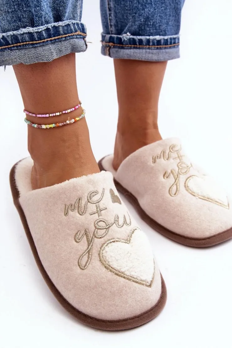 Damskie Boto Damskie Klasyczne Kapcie Wsuwane Ocieplane Beżowe Mabira