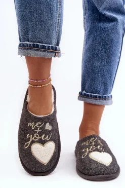 Damskie Boto Damskie Klasyczne Kapcie Wsuwane Ocieplane Szare Mabira