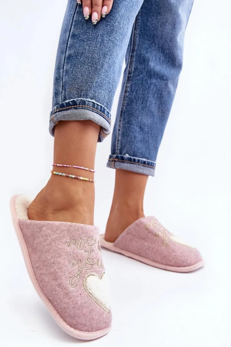 New Boto Damskie Klasyczne Kapcie Wsuwane Ocieplane Różowe Mabira Różowy