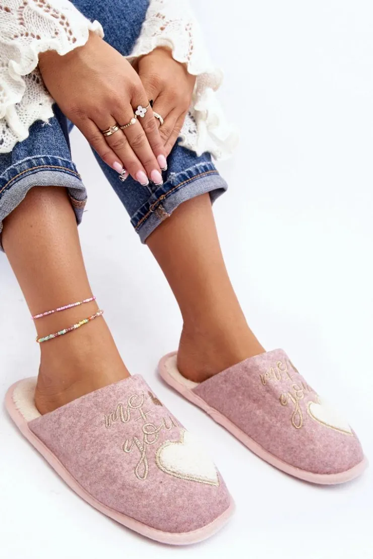 New Boto Damskie Klasyczne Kapcie Wsuwane Ocieplane Różowe Mabira Różowy