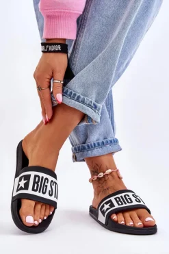 Big Star Shoes Klapki Sportowe|Klapki Damskie Big Star*Damskie Klasyczne Klapki Big Star LL274739 Czarne