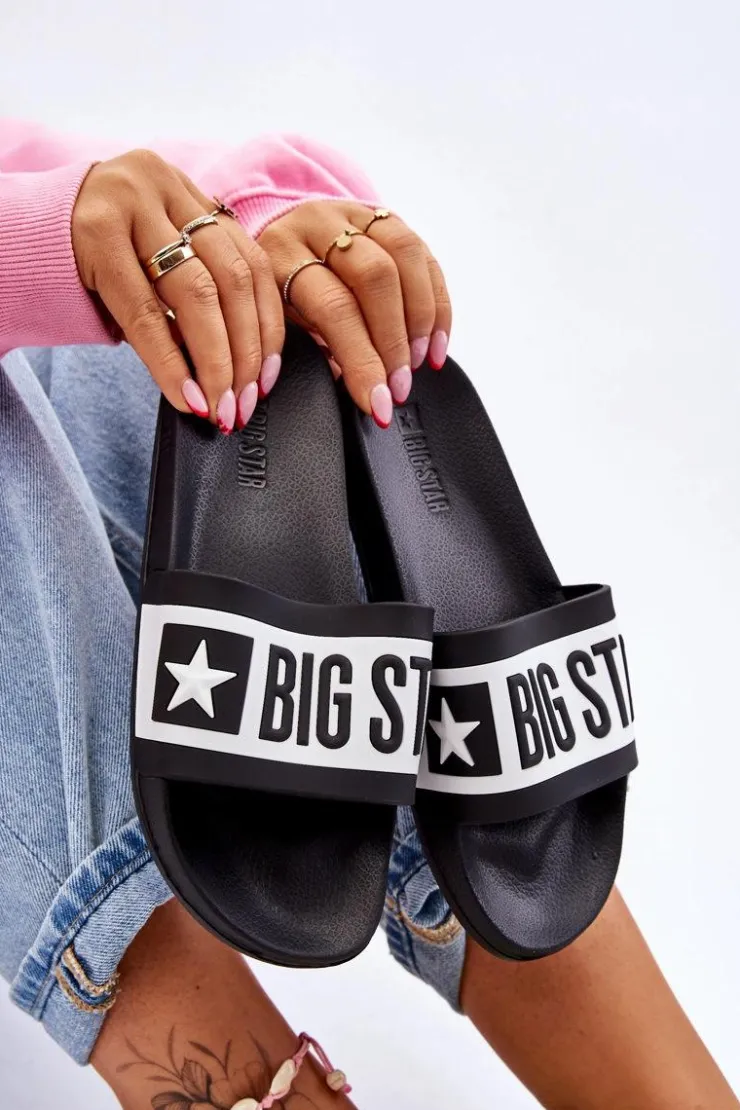 Big Star Shoes Klapki Sportowe|Klapki Damskie Big Star*Damskie Klasyczne Klapki Big Star LL274739 Czarne