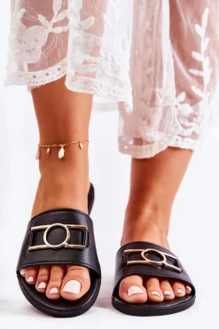 Discount Evento Damskie Klasyczne Klapki Z Ozdobą Czarne Sherri