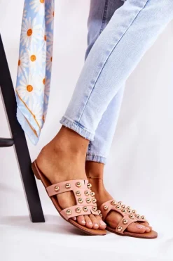 Clearance Boto Damskie Klasyczne Klapki Z Ozdobami Różowe Scotlyn