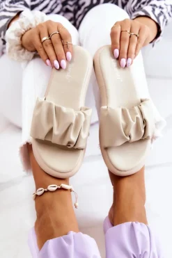 Online Damskie buty S.Barski Damskie Klasyczne Klapki Beżowe Feline