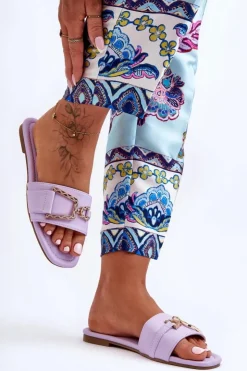 Boto Klapki Damskie Klasyczne*Damskie Klasyczne Klapki Z Ozdobą Fioletowe Impressive Fioletowy