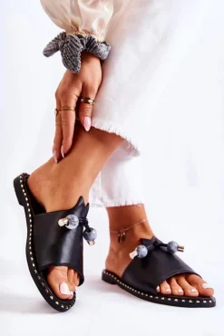 Damskie Buty damskie Vinceza Damskie Klasyczne Klapki Z Pętelką Czarne Cassia