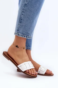 Boto Klapki Damskie Klasyczne*Damskie Klasyczne Klapki Na Płaskim Obcasie Białe Namrita