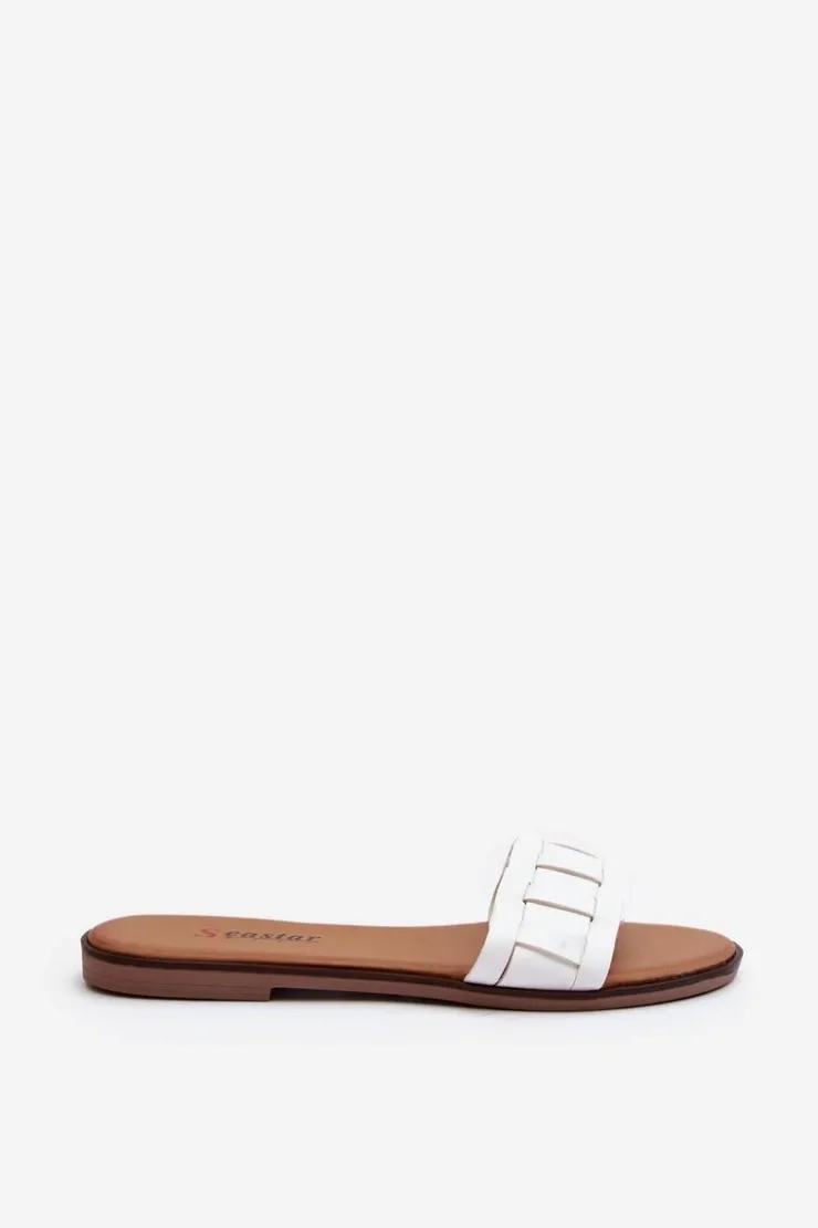 Boto Klapki Damskie Klasyczne*Damskie Klasyczne Klapki Na Płaskim Obcasie Białe Namrita