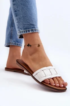 Boto Klapki Damskie Klasyczne*Damskie Klasyczne Klapki Na Płaskim Obcasie Białe Namrita