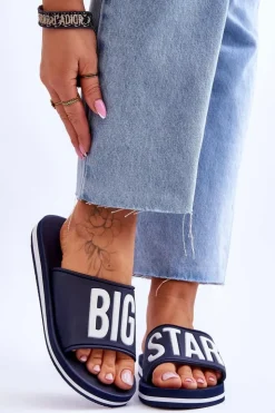 Discount Big Star Shoes Damskie Klasyczne Klapki Big Star JJ274A323 Granatowe