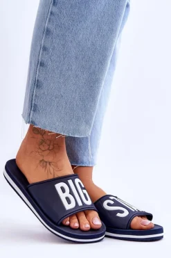 Discount Big Star Shoes Damskie Klasyczne Klapki Big Star JJ274A323 Granatowe