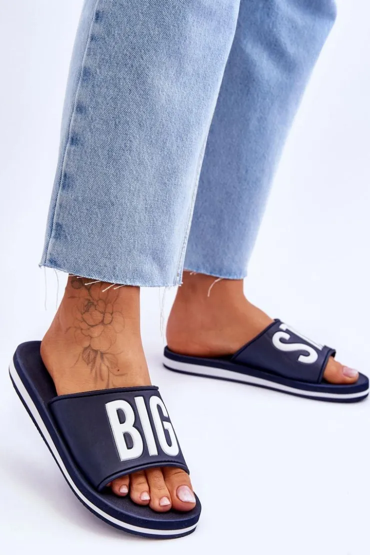 Discount Big Star Shoes Damskie Klasyczne Klapki Big Star JJ274A323 Granatowe