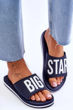Discount Big Star Shoes Damskie Klasyczne Klapki Big Star JJ274A323 Granatowe