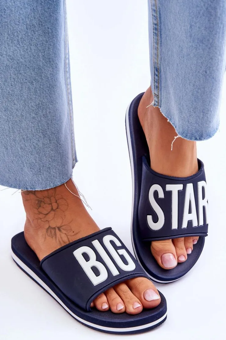 Discount Big Star Shoes Damskie Klasyczne Klapki Big Star JJ274A323 Granatowe