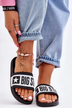 Big Star Shoes Klapki Sportowe|Klapki Damskie Big Star*Damskie Klasyczne Klapki Big Star LL274739 Czarne Czarny