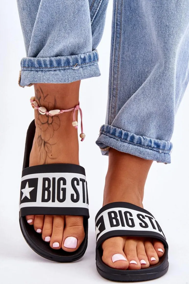 Big Star Shoes Klapki Sportowe|Klapki Damskie Big Star*Damskie Klasyczne Klapki Big Star LL274739 Czarne Czarny