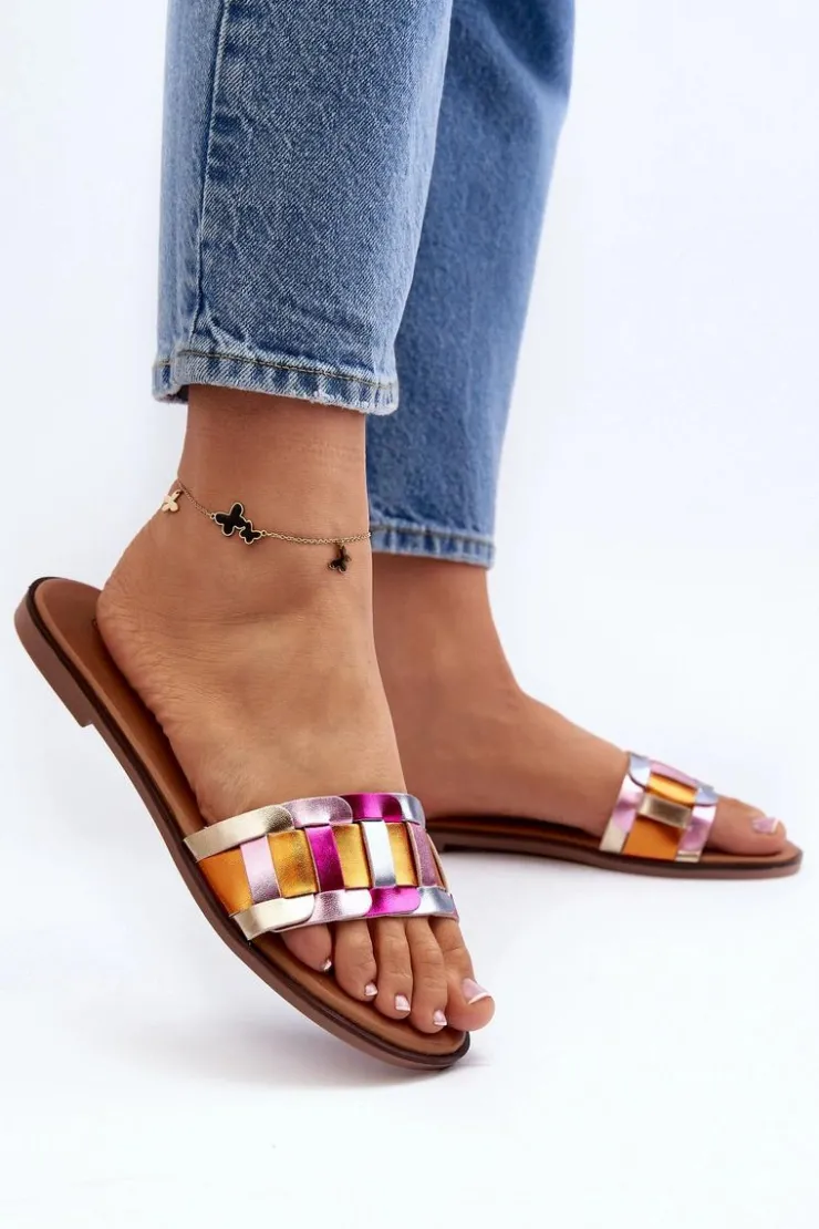 Boto Klapki Damskie Klasyczne*Damskie Klasyczne Klapki Na Płaskim Obcasie Multikolor Namrita