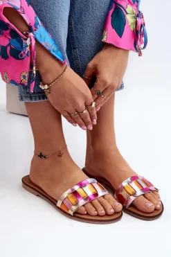 Boto Klapki Damskie Klasyczne*Damskie Klasyczne Klapki Na Płaskim Obcasie Multikolor Namrita