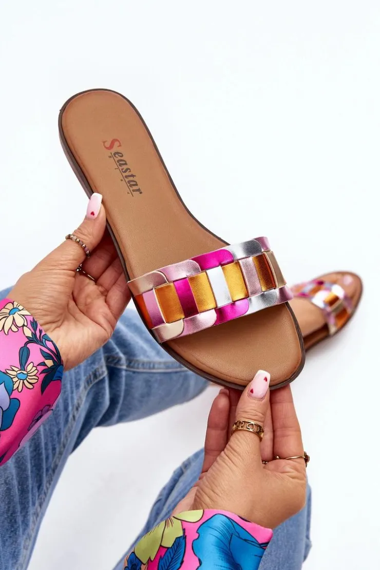 Boto Klapki Damskie Klasyczne*Damskie Klasyczne Klapki Na Płaskim Obcasie Multikolor Namrita