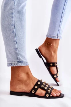 Damskie Boto Damskie Klasyczne Klapki Z Ozdobami Czarne Scotlyn