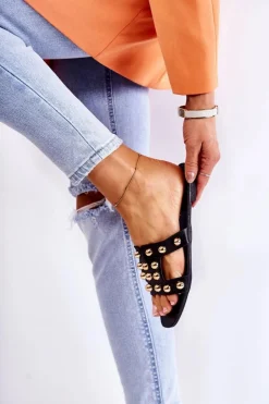 Damskie Boto Damskie Klasyczne Klapki Z Ozdobami Czarne Scotlyn