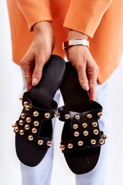 Damskie Boto Damskie Klasyczne Klapki Z Ozdobami Czarne Scotlyn