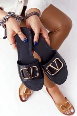 Damskie Boto Damskie Klasyczne Klapki Czarne Vicky