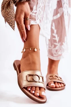 Online Evento Damskie Klasyczne Klapki Z Ozdobą Złote Sherri