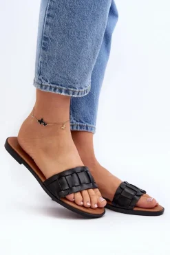 Damskie Boto Damskie Klasyczne Klapki Na Płaskim Obcasie Czarne Namrita