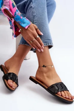 Damskie Boto Damskie Klasyczne Klapki Na Płaskim Obcasie Czarne Namrita