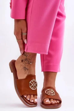 Boto Klapki Na Platformie|Klapki Damskie Klasyczne*Damskie Klasyczne Klapki Na Płaskim Obcasie Camel Larotte