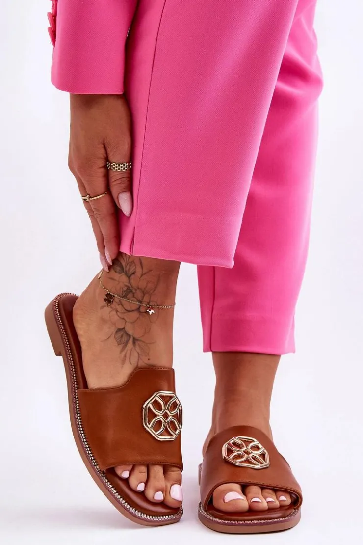 Boto Klapki Na Platformie|Klapki Damskie Klasyczne*Damskie Klasyczne Klapki Na Płaskim Obcasie Camel Larotte