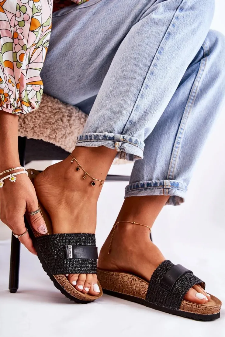 Damskie INBLU Damskie Klasyczne Klapki NM000025 Czarne