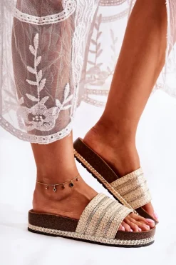 Damskie Damskie buty S.Barski Damskie Klasyczne Klapki Z Łańcuszkiem Beżowe Maddy