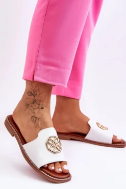 Online Boto Damskie Klasyczne Klapki Na Płaskim Obcasie Białe Larotte