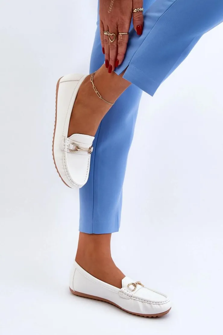 Boto Mokasyny Damskie Skórzane*Damskie Klasyczne Mokasyny Z Ozdobą Białe Ainslee