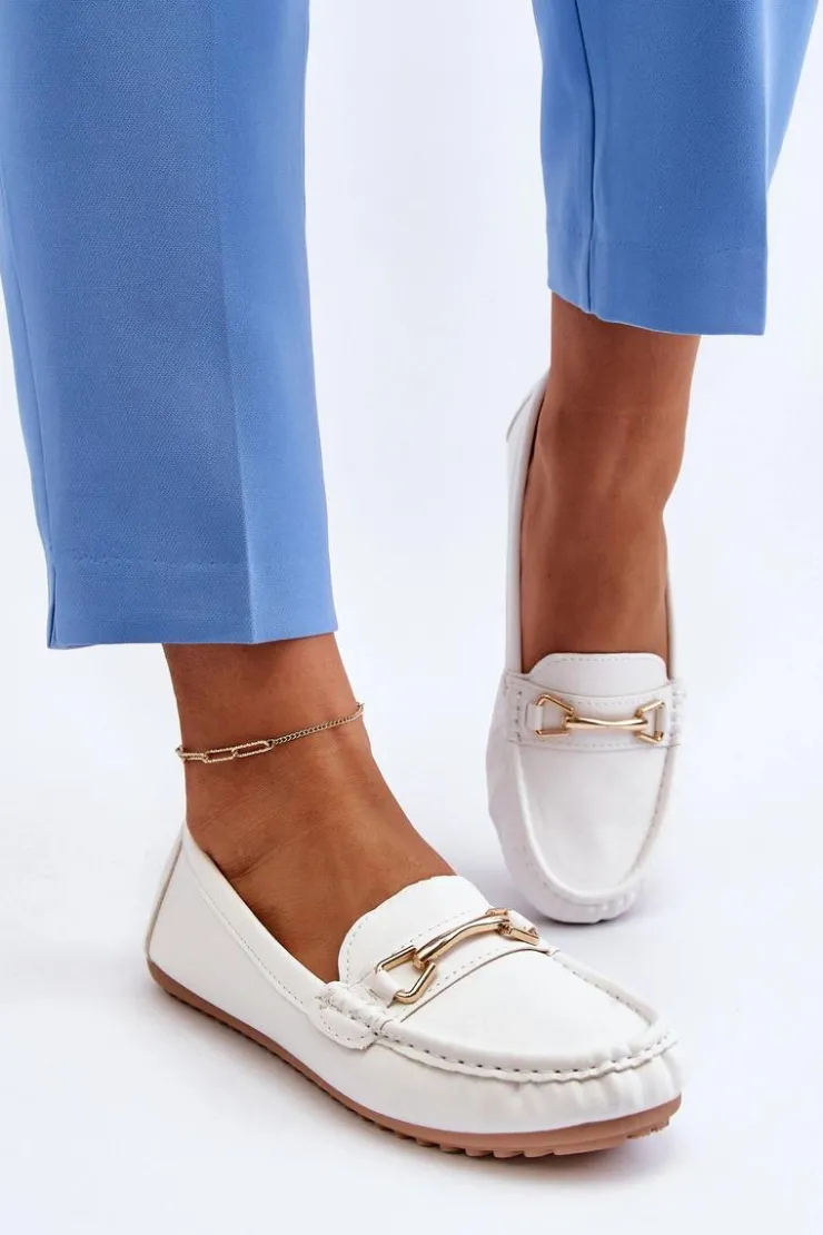 Boto Mokasyny Damskie Skórzane*Damskie Klasyczne Mokasyny Z Ozdobą Białe Ainslee