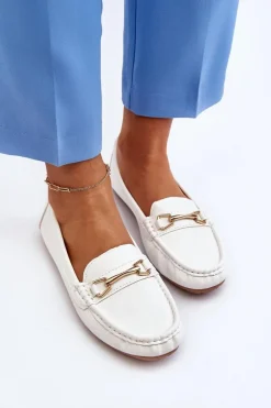 Boto Mokasyny Damskie Skórzane*Damskie Klasyczne Mokasyny Z Ozdobą Białe Ainslee