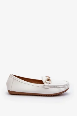 New Boto Damskie Klasyczne Mokasyny Eko Skórzane Białe Demese