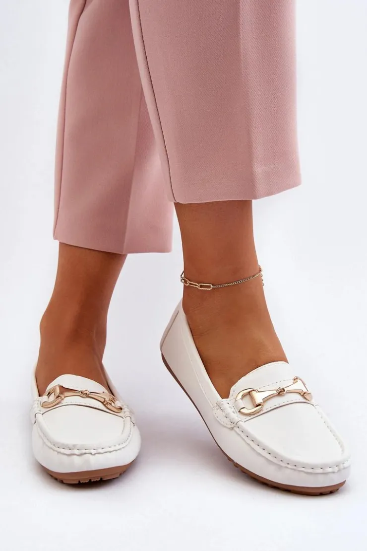 New Boto Damskie Klasyczne Mokasyny Eko Skórzane Białe Demese