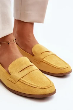 Discount Boto Damskie Klasyczne Mokasyny Żółte Olevin
