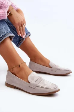 Clearance Boto Damskie Klasyczne Mokasyny Szare Olevin