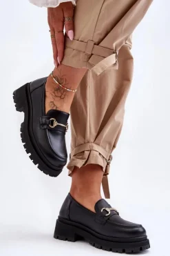 Damskie Boto Damskie Klasyczne Mokasyny Na Platformie Czarne Miracle