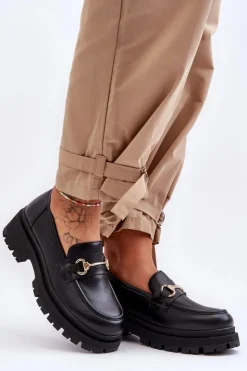 Damskie Boto Damskie Klasyczne Mokasyny Na Platformie Czarne Miracle