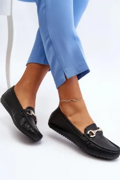 Boto Loafersy Damskie|Mokasyny Damskie Skórzane*Damskie Klasyczne Mokasyny Eko Skórzane Czarne Demese